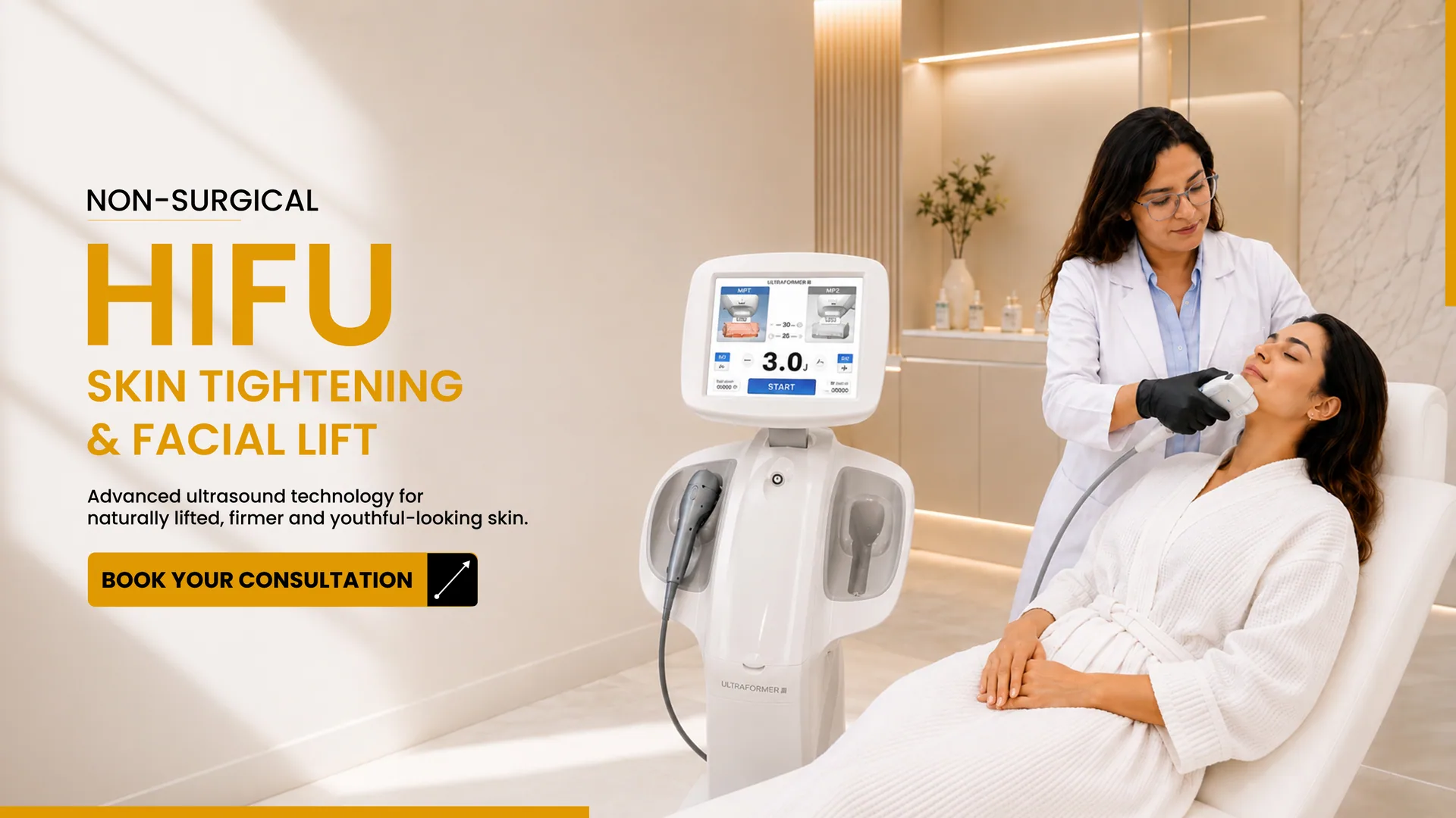 Non-surgical HIFU skin tightening and facial lift